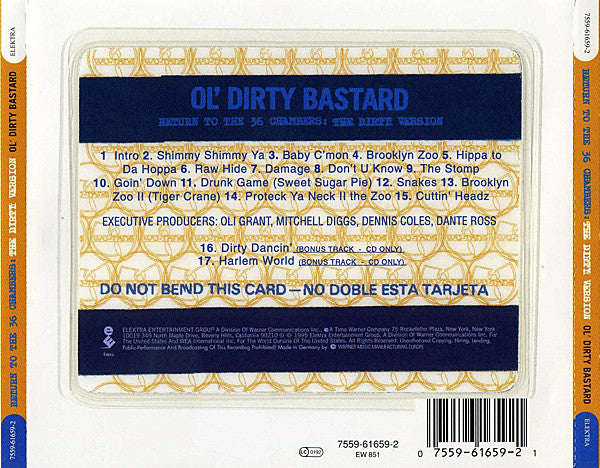 Ol' Dirty Bastard : Return To The 36 Chambers: The Dirty Version (CD, Album, RP)