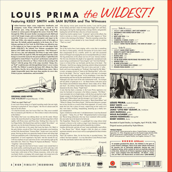 Louis Prima : The Wildest! (LP, Album, Mono, S/Edition, Mag)