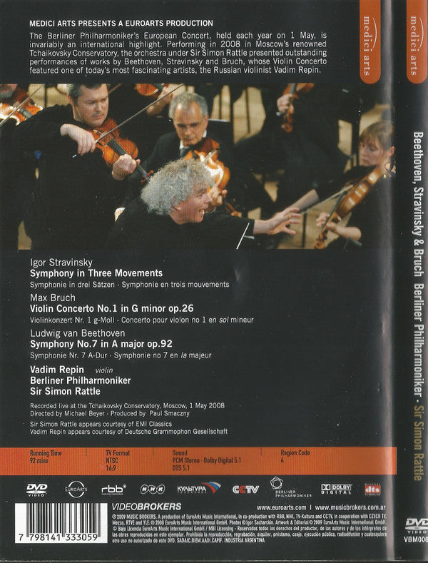 Berliner Philharmoniker, Sir Simon Rattle, Vadim Repin, Beethoven*, Bruch*, Stravinsky* : Symphony No.7 / Violin Concerto No.1 / Symphony In Three Movements  (DVD-V, Multichannel, NTSC)