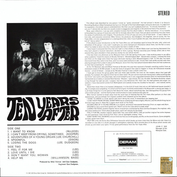 Ten Years After : Ten Years After (LP, Album, RE, 180)