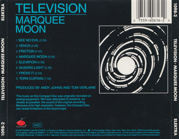 Television : Marquee Moon (CD, Album, RE, RP, SRC)