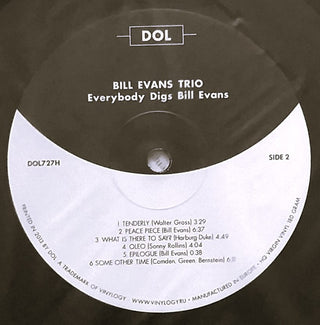 Bill Evans Trio* : Everybody Digs Bill Evans (LP, Album, RE, 180)