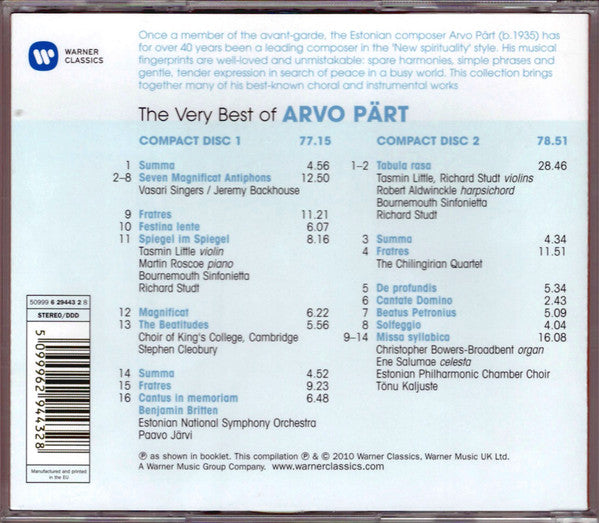 Arvo Pärt : The Very Best Of Arvo Pärt (2xCD, Comp, RE)