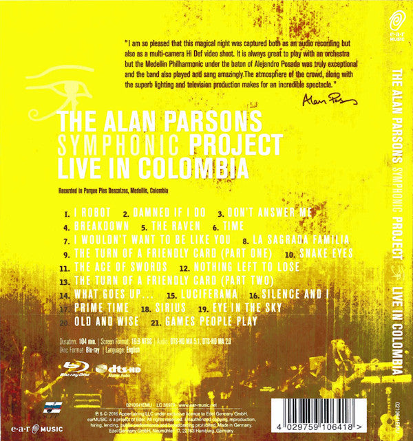 The Alan Parsons Symphonic Project : Live In Colombia (Blu-ray, Album, Multichannel, DTS)