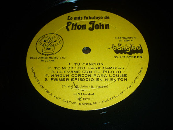 Elton John : Lo Mas Fabuloso De Elton John - Sus Primeras Canciones (LP, Album, RE)