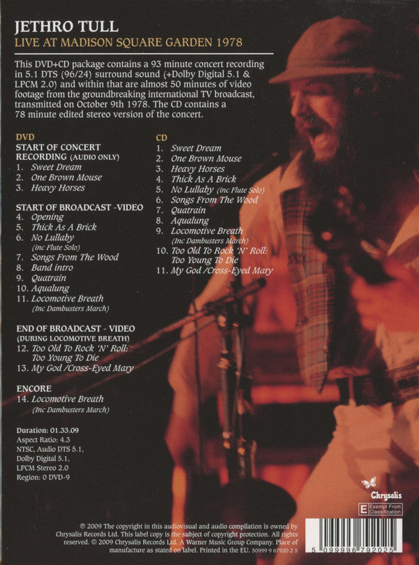 Jethro Tull : Live At Madison Square Garden 1978 (DVD-V, Multichannel, NTSC + CD)