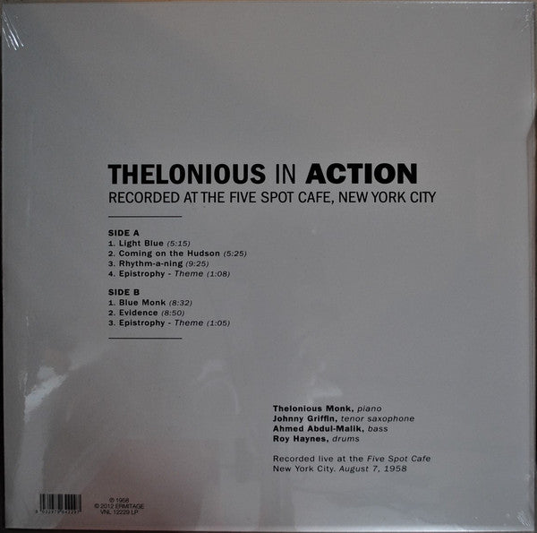 The Thelonious Monk Quartet With Johnny Griffin : Thelonious In Action (LP, Album, RE, 180)