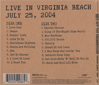 Kiss : Off The Soundboard Live In Virginia Beach July 25, 2004 (2xCD, Album)