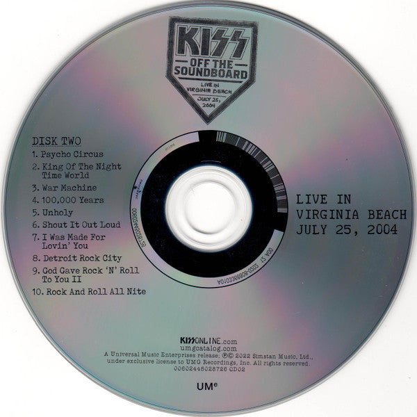 Kiss : Off The Soundboard Live In Virginia Beach July 25, 2004 (2xCD, Album)