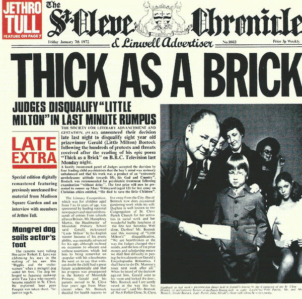 Jethro Tull : Thick As A Brick (CD, Album, RE, RM)