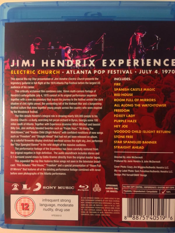 The Jimi Hendrix Experience : Electric Church Atlanta Pop Festival July 4, 1970 (Blu-ray, Multichannel)