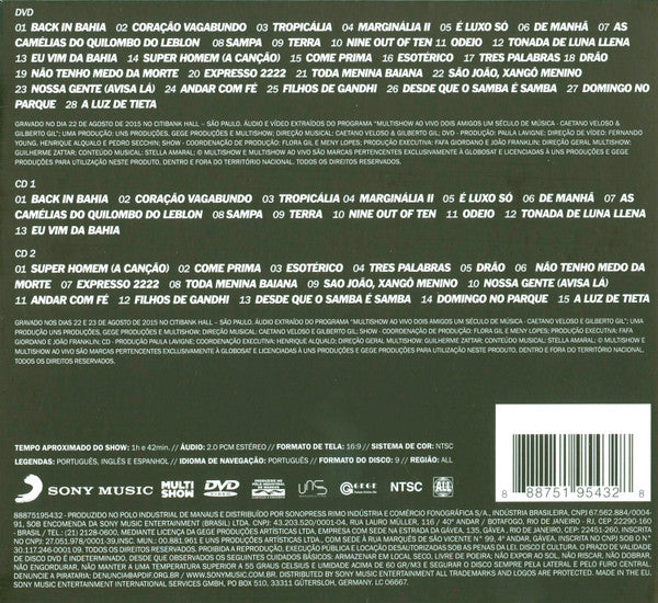 Caetano Veloso, Gilberto Gil : Dois Amigos, Um Século de Música / Multishow Ao Vivo (DVD-V, Multichannel, NTSC + 2xCD, Album + Dig)